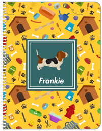 Thumbnail for Personalized Dogs Notebook VI - Yellow Background - Basset Hound - Front View