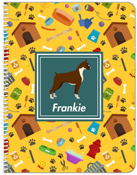 Thumbnail for Personalized Dogs Notebook VI - Yellow Background - Boxer - Front View