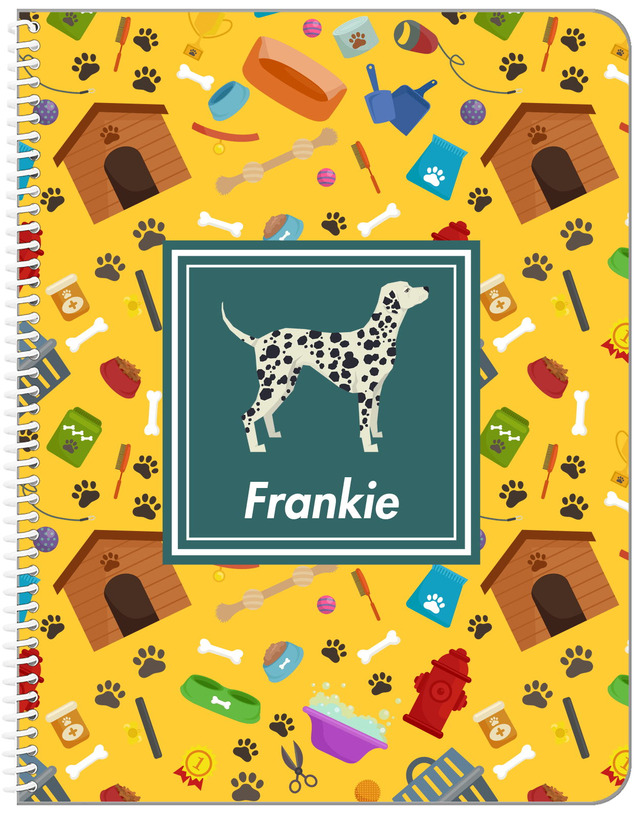 Personalized Dogs Notebook VI - Yellow Background - Dalmatian - Front View