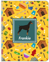Thumbnail for Personalized Dogs Notebook VI - Yellow Background - Doberman - Front View