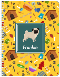 Thumbnail for Personalized Dogs Notebook VI - Yellow Background - Pug - Front View