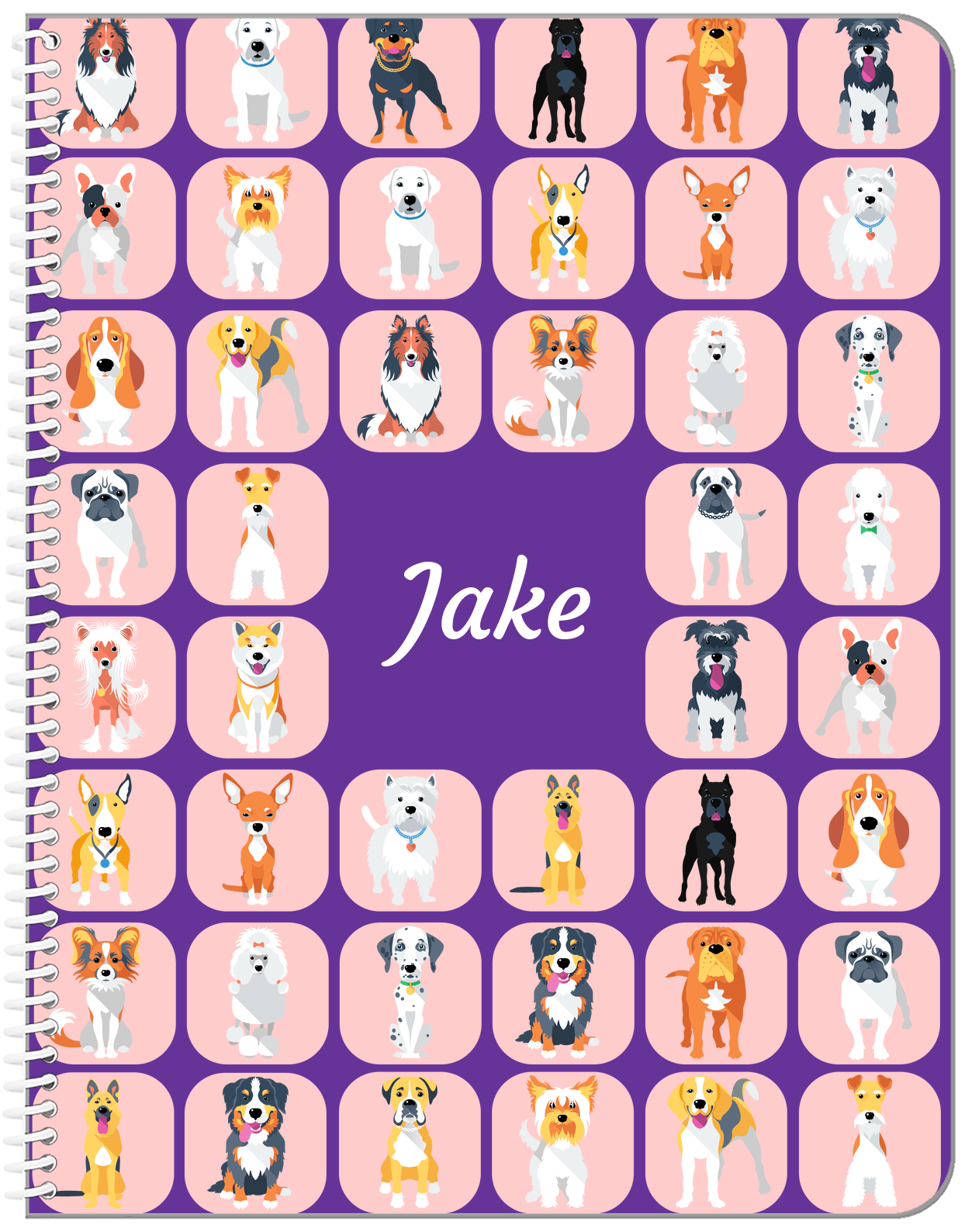 Personalized Dogs Notebook VII - Purple Background - Front View
