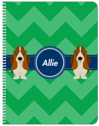 Thumbnail for Personalized Dogs Notebook VIII - Green Background - Basset Hound - Front View