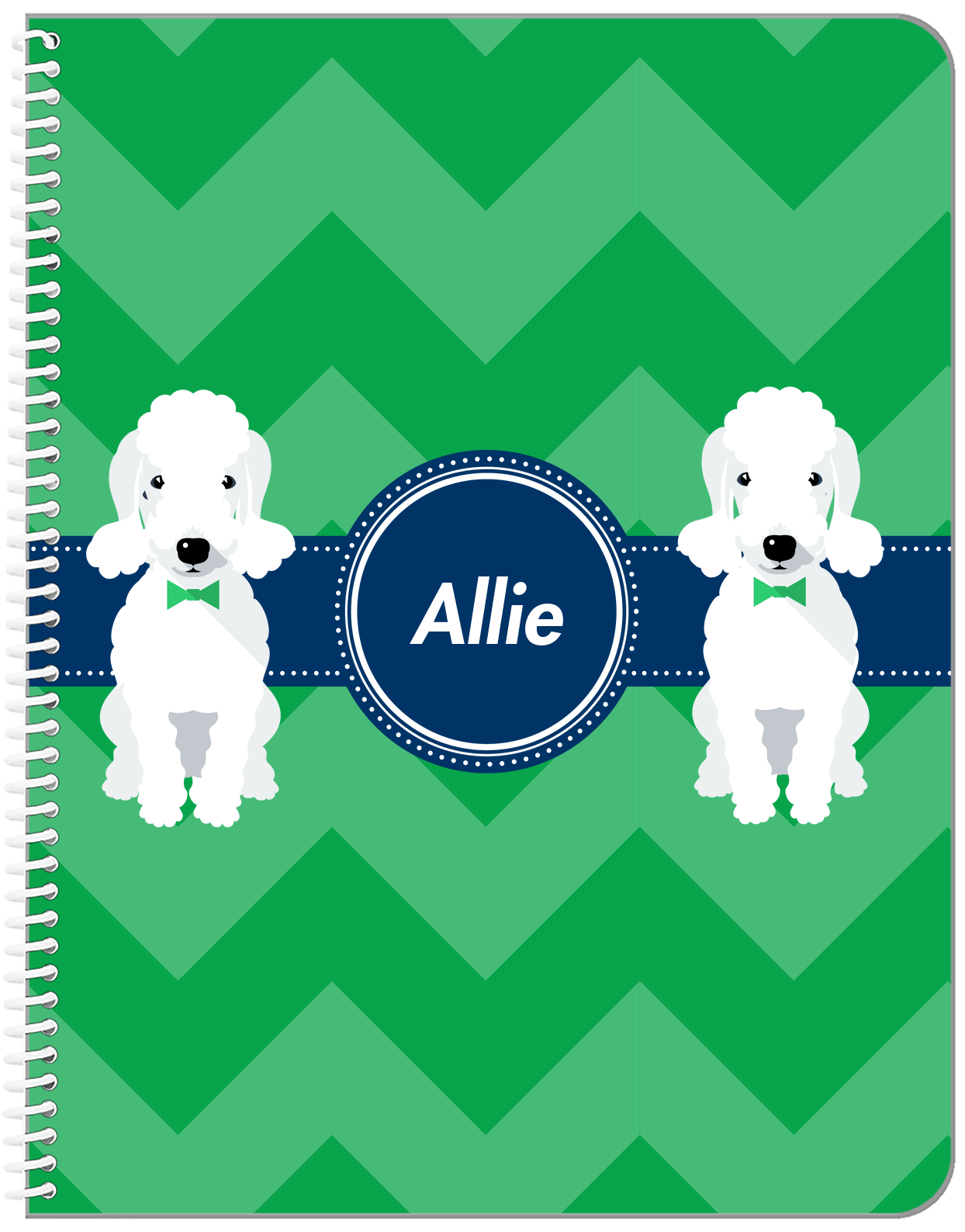 Personalized Dogs Notebook VIII - Green Background - Bedlington Terrier - Front View