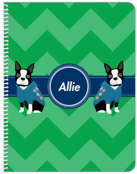 Thumbnail for Personalized Dogs Notebook VIII - Green Background - Boston Terrier - Front View