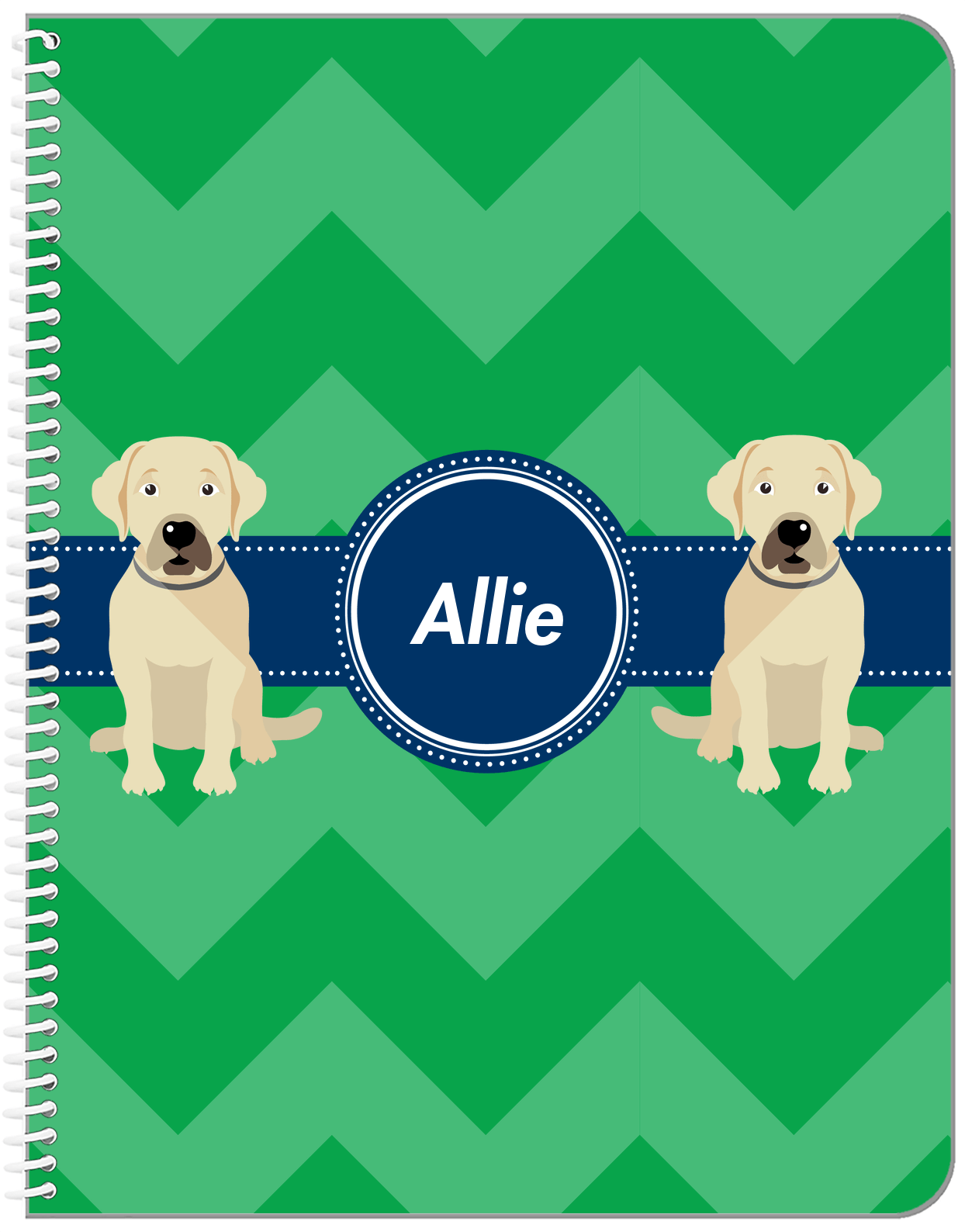 Personalized Dogs Notebook VIII - Green Background - Labrador Retriever - Front View