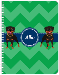 Thumbnail for Personalized Dogs Notebook VIII - Green Background - Rottweiler - Front View