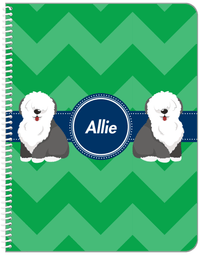 Thumbnail for Personalized Dogs Notebook VIII - Green Background - Sheep Dog - Front View