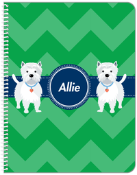Thumbnail for Personalized Dogs Notebook VIII - Green Background - Westie - Front View