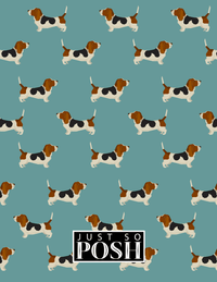 Thumbnail for Personalized Dogs Notebook IX - Teal Background - Basset Hound - Back View