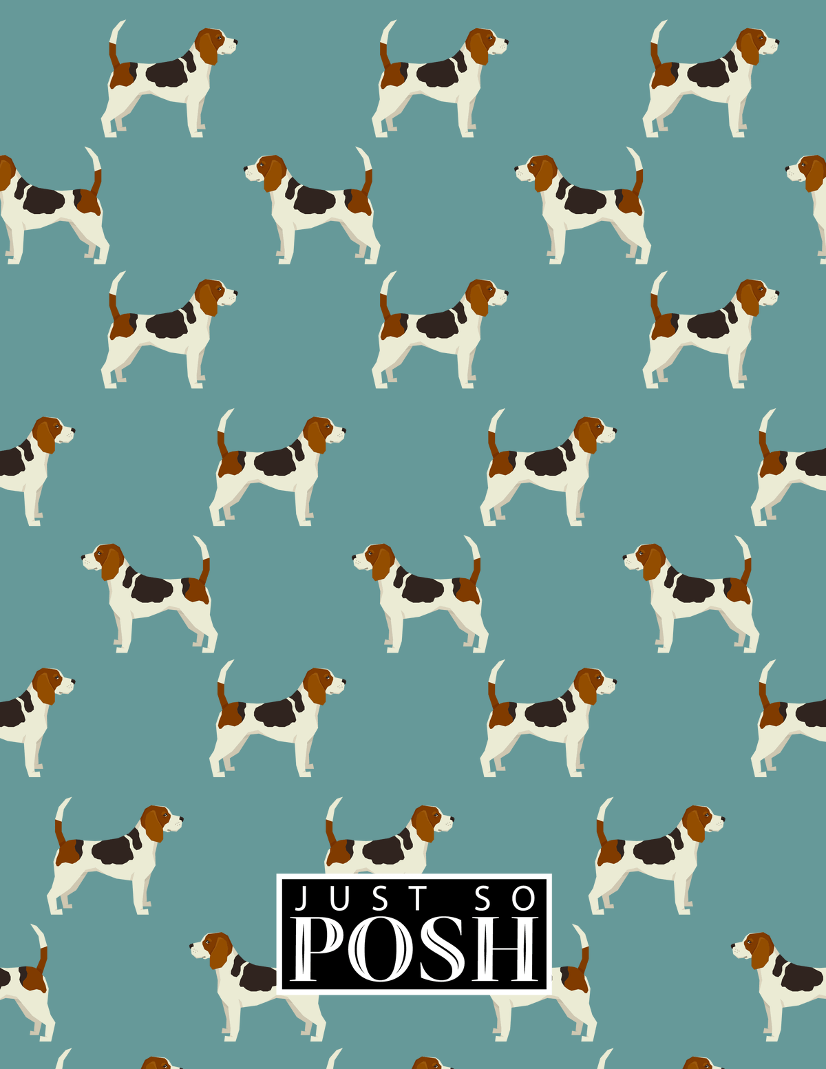 Personalized Dogs Notebook IX - Teal Background - Beagle - Back View