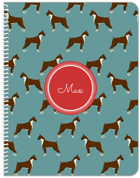 Thumbnail for Personalized Dogs Notebook IX - Teal Background - Boxer - Front View