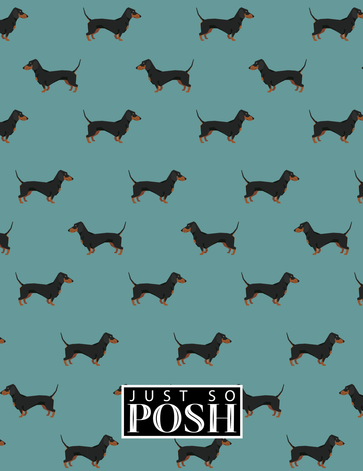 Personalized Dogs Notebook IX - Teal Background - Dachshund - Back View