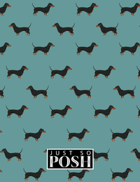 Thumbnail for Personalized Dogs Notebook IX - Teal Background - Dachshund - Back View