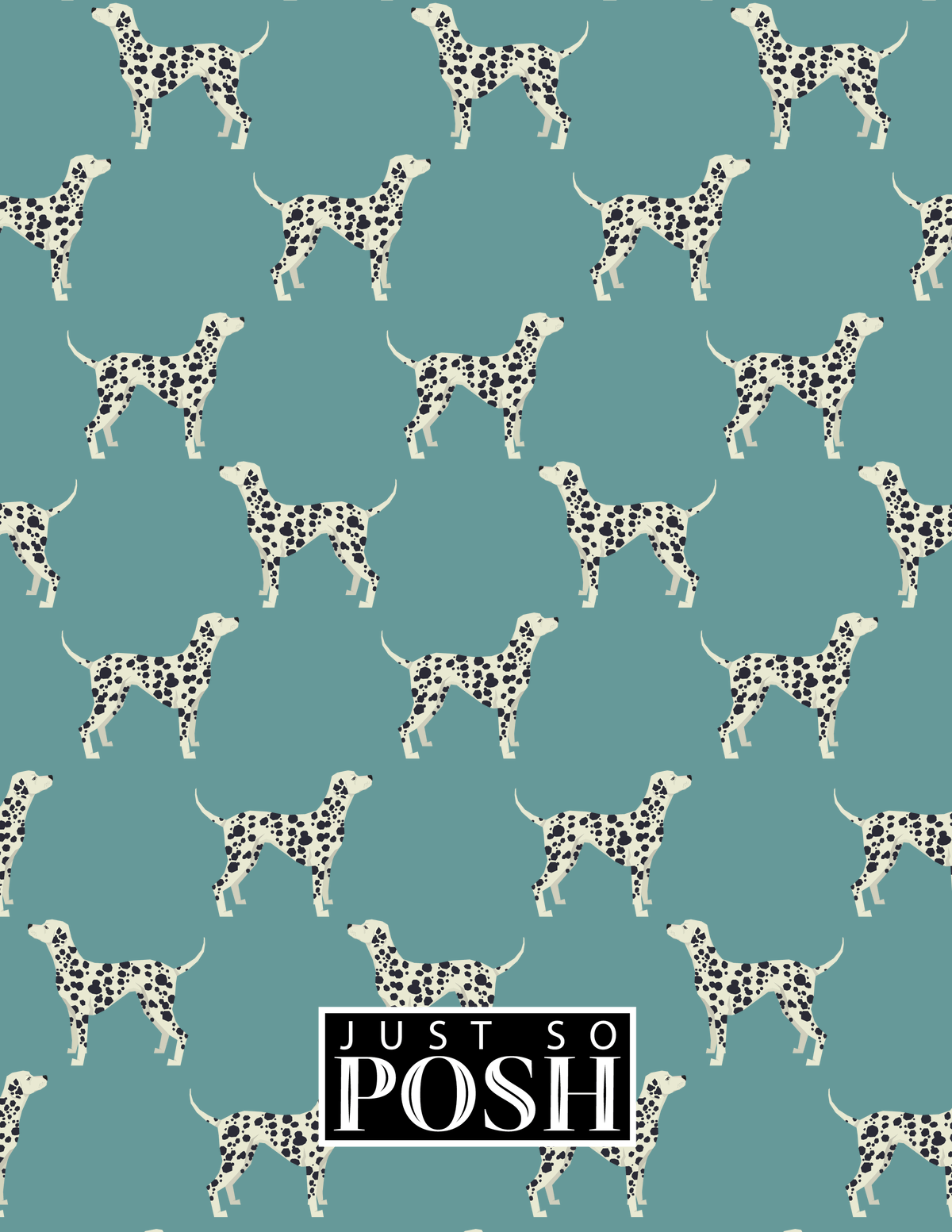 Personalized Dogs Notebook IX - Teal Background - Dalmatian - Back View