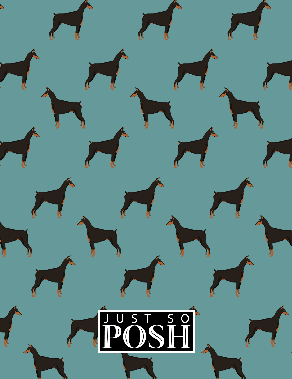 Personalized Dogs Notebook IX - Teal Background - Doberman - Back View