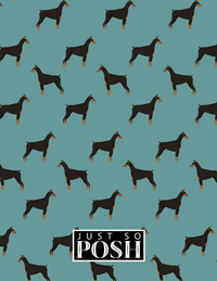 Thumbnail for Personalized Dogs Notebook IX - Teal Background - Doberman - Back View