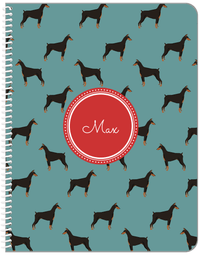 Thumbnail for Personalized Dogs Notebook IX - Teal Background - Doberman - Front View