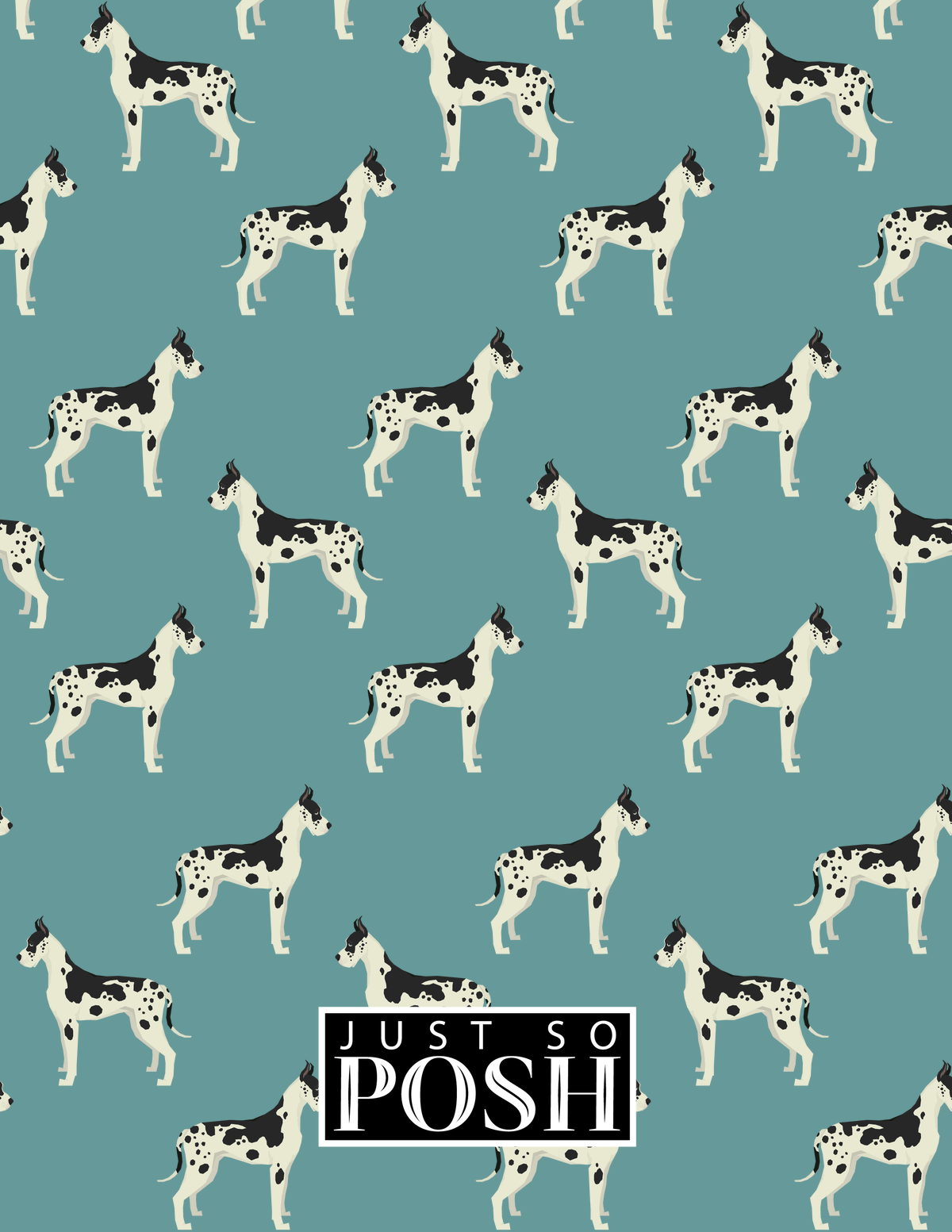 Personalized Dogs Notebook IX - Teal Background - Great Dane - Back View