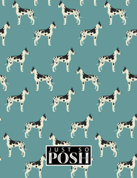 Thumbnail for Personalized Dogs Notebook IX - Teal Background - Great Dane - Back View