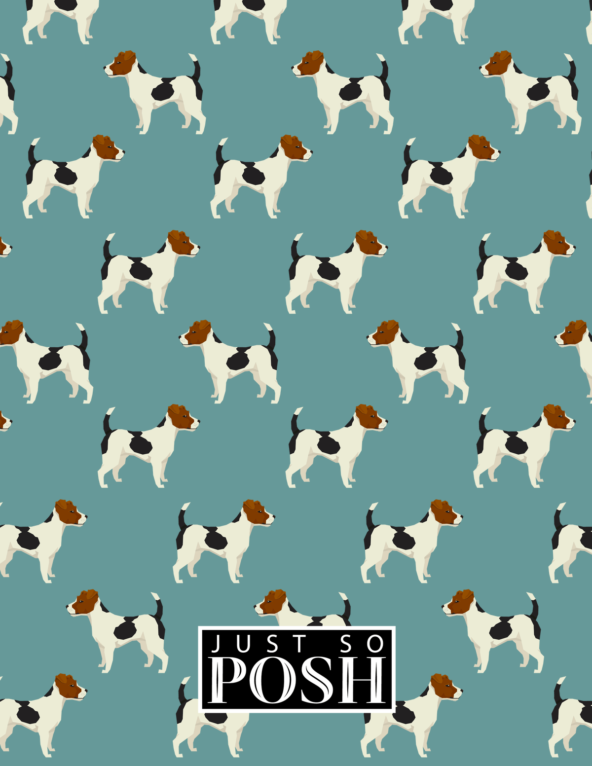 Personalized Dogs Notebook IX - Teal Background - Jack Russell Terrier - Back View