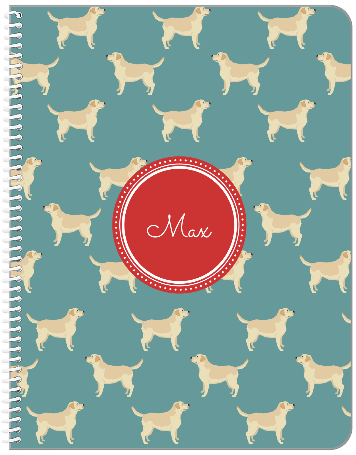 Personalized Dogs Notebook IX - Teal Background - Labrador Retriever - Front View