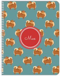 Thumbnail for Personalized Dogs Notebook IX - Teal Background - Pomeranian - Front View