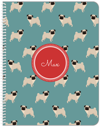 Thumbnail for Personalized Dogs Notebook IX - Teal Background - Pug - Front View