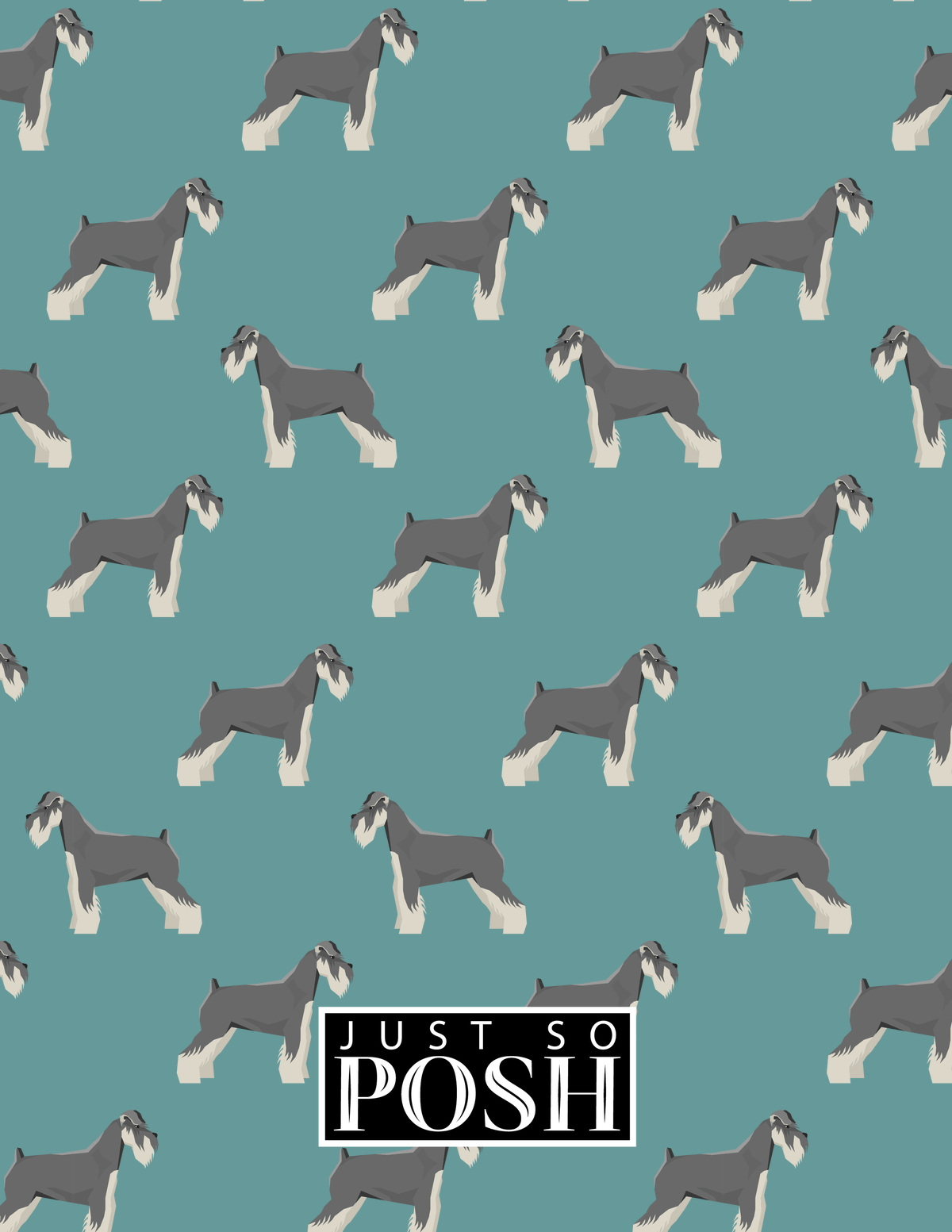 Personalized Dogs Notebook IX - Teal Background - Schnauzer - Back View