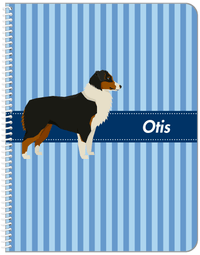 Thumbnail for Personalized Dogs Notebook X - Blue Background - Australian Shepherd - Front View