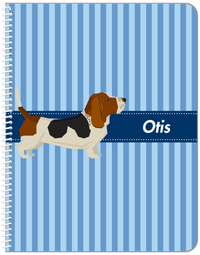 Thumbnail for Personalized Dogs Notebook X - Blue Background - Basset Hound - Front View