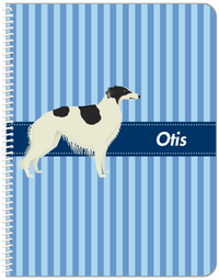 Thumbnail for Personalized Dogs Notebook X - Blue Background - Borzoi - Front View