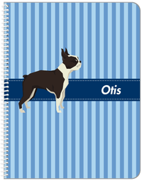 Thumbnail for Personalized Dogs Notebook X - Blue Background - Boston Terrier - Front View