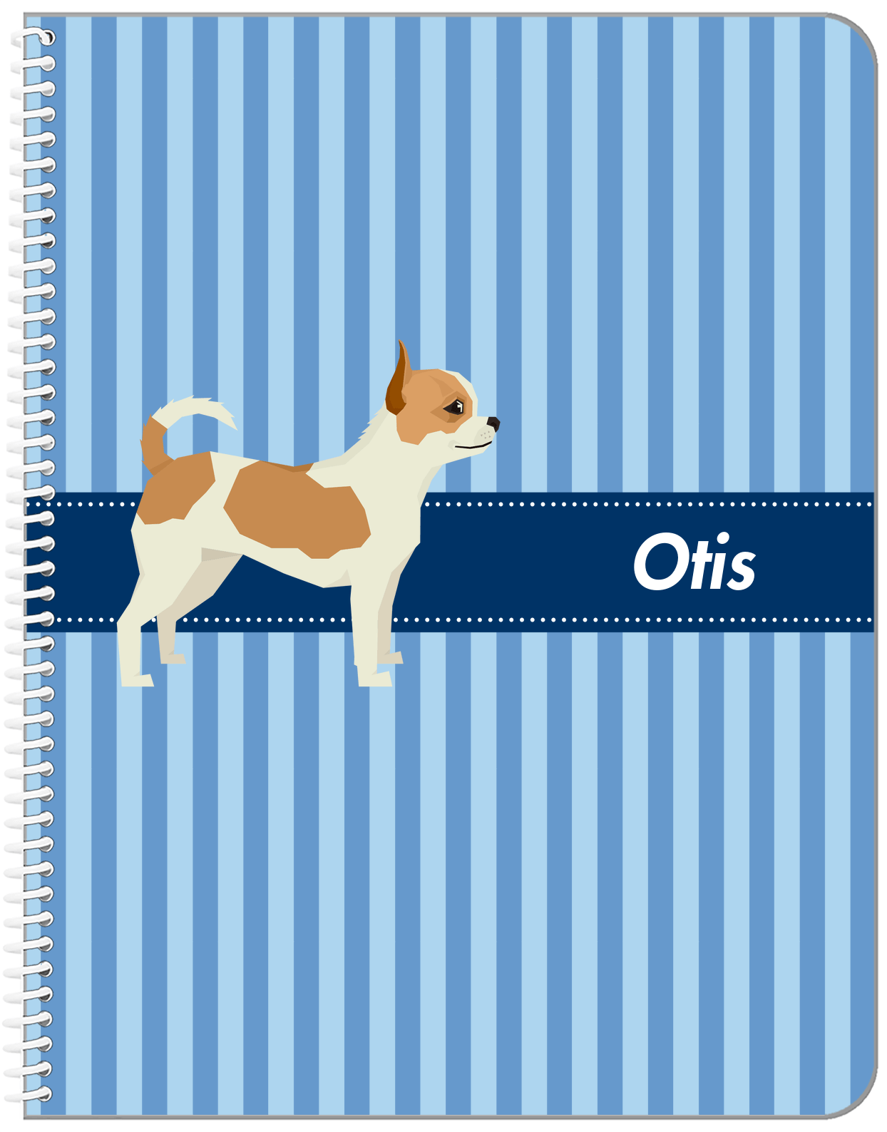 Personalized Dogs Notebook X - Blue Background - Chihuahua - Front View