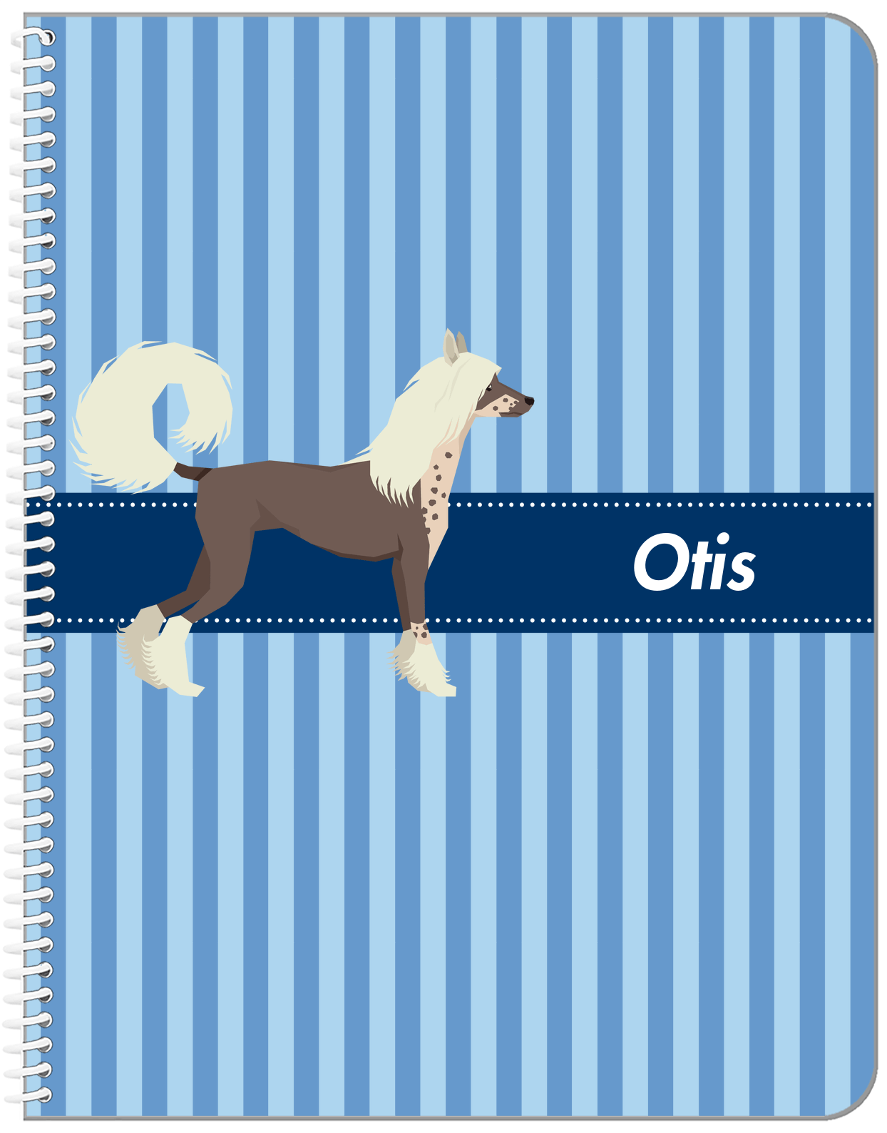Personalized Dogs Notebook X - Blue Background - Chinese Crested Dog - Front View