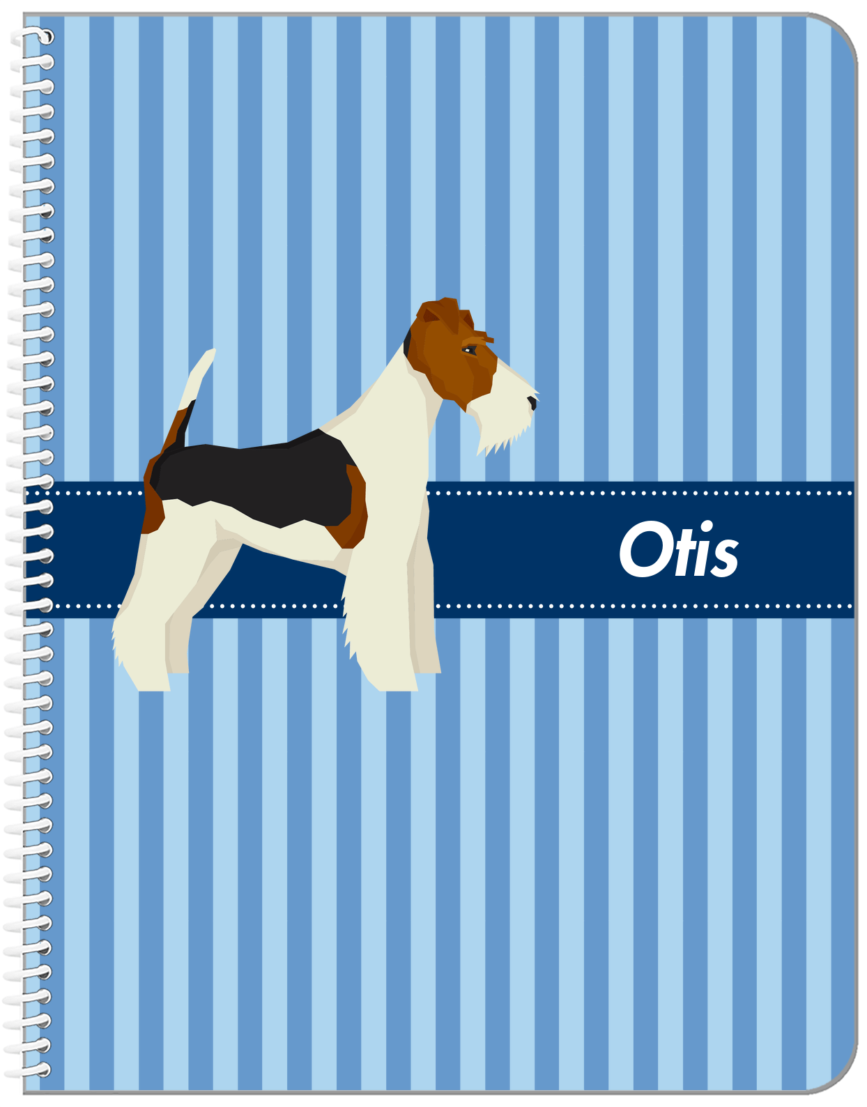 Personalized Dogs Notebook X - Blue Background - Fox Terrier - Front View