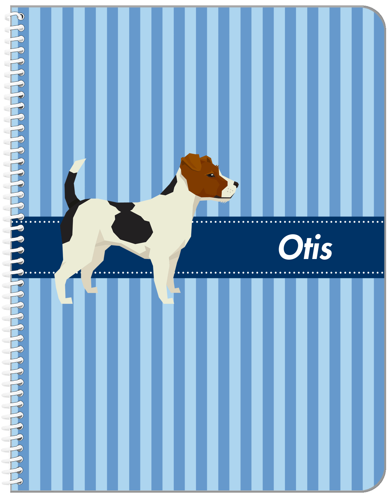Personalized Dogs Notebook X - Blue Background - Jack Russell Terrier - Front View