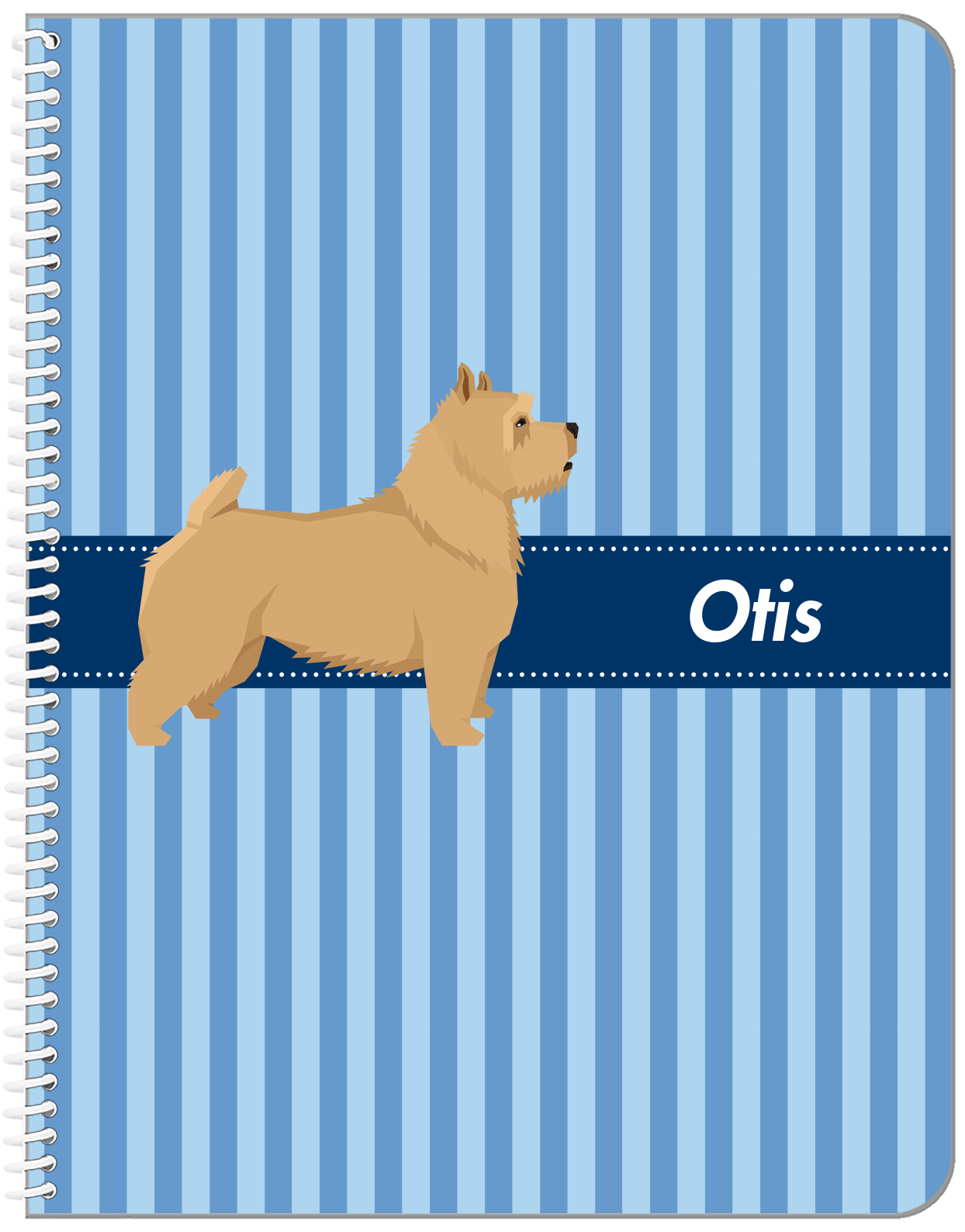 Personalized Dogs Notebook X - Blue Background - Norwich Terrier - Front View