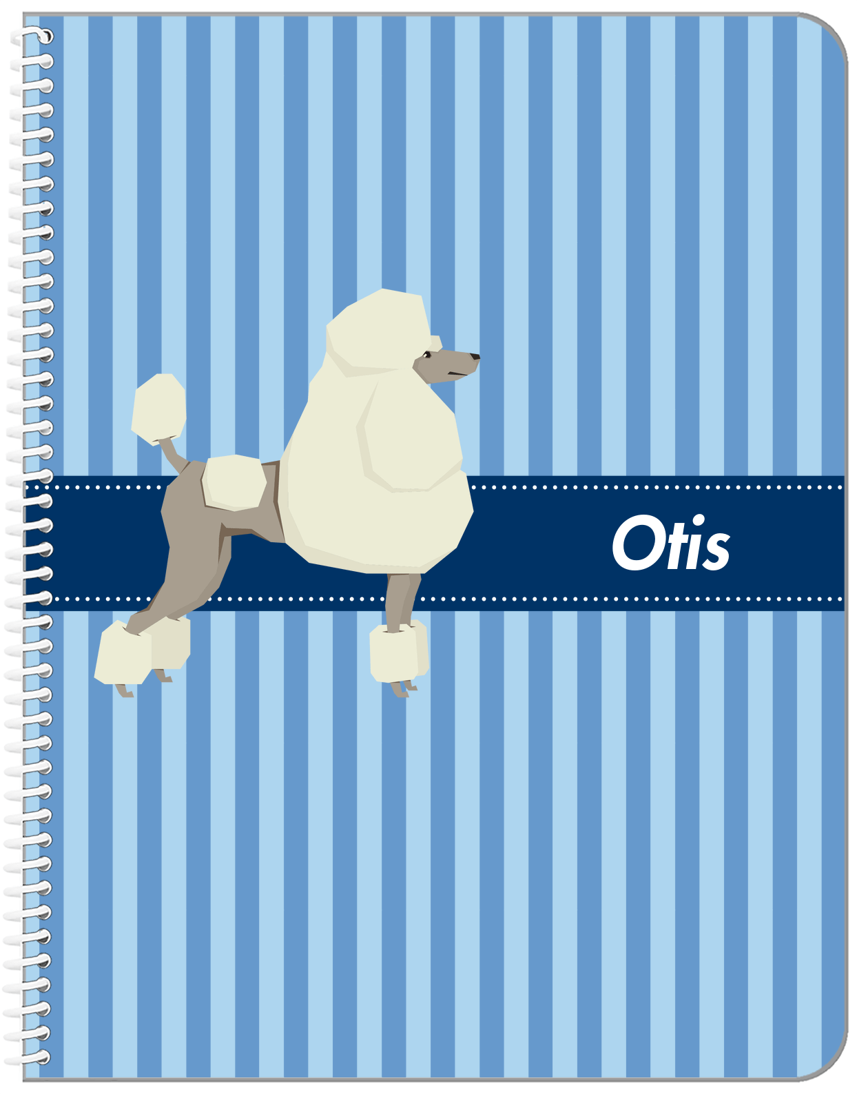 Personalized Dogs Notebook X - Blue Background - Poodle - Front View