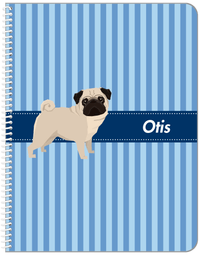 Thumbnail for Personalized Dogs Notebook X - Blue Background - Pug - Front View