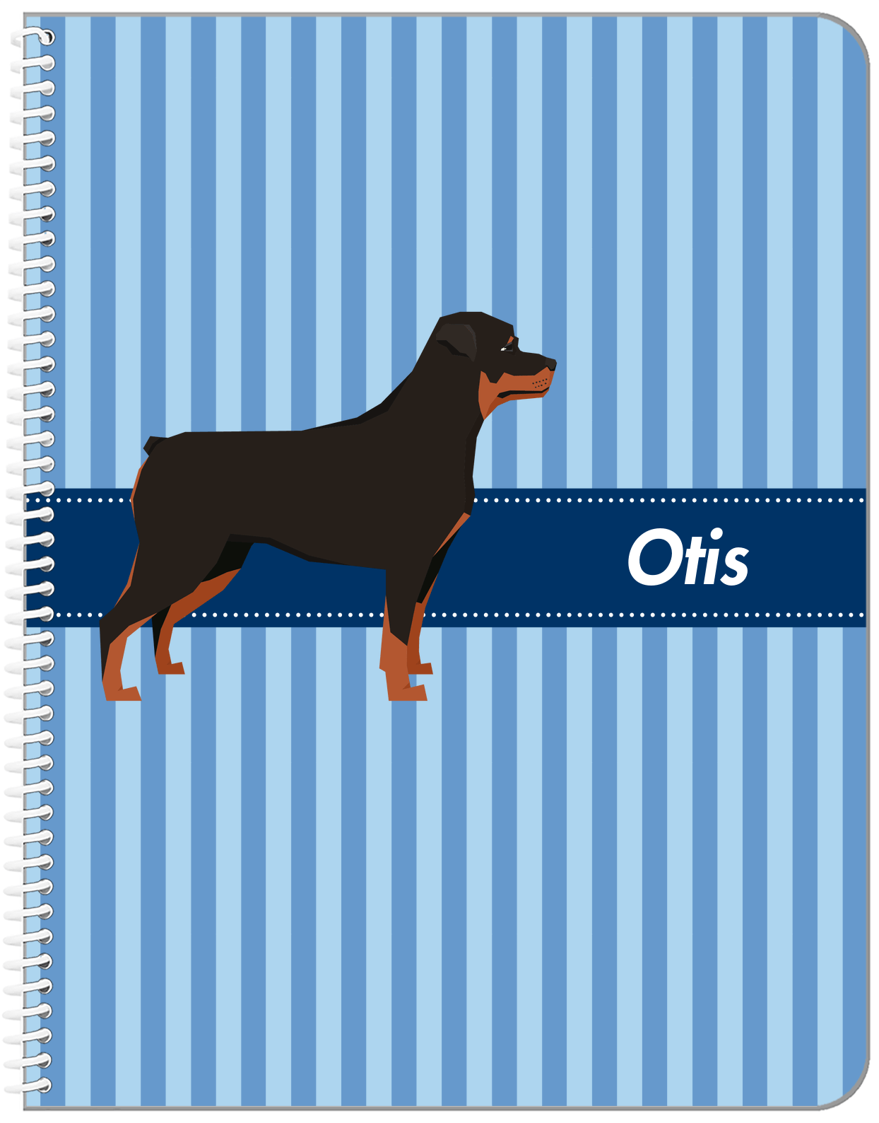 Personalized Dogs Notebook X - Blue Background - Rottweiler - Front View