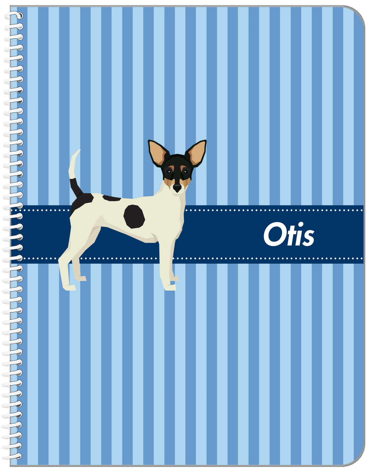 Personalized Dogs Notebook X - Blue Background - Toy Fox Terrier - Front View