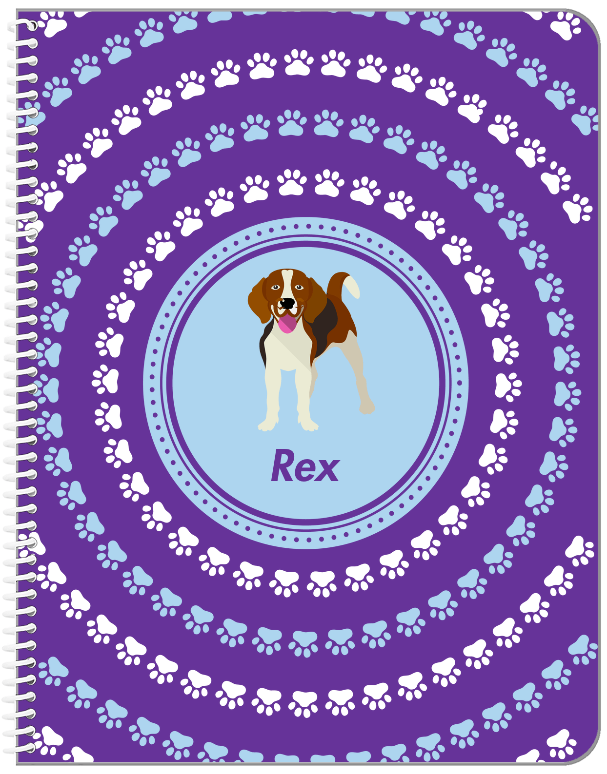 Personalized Dogs Notebook XII - Purple Background - Beagle - Front View