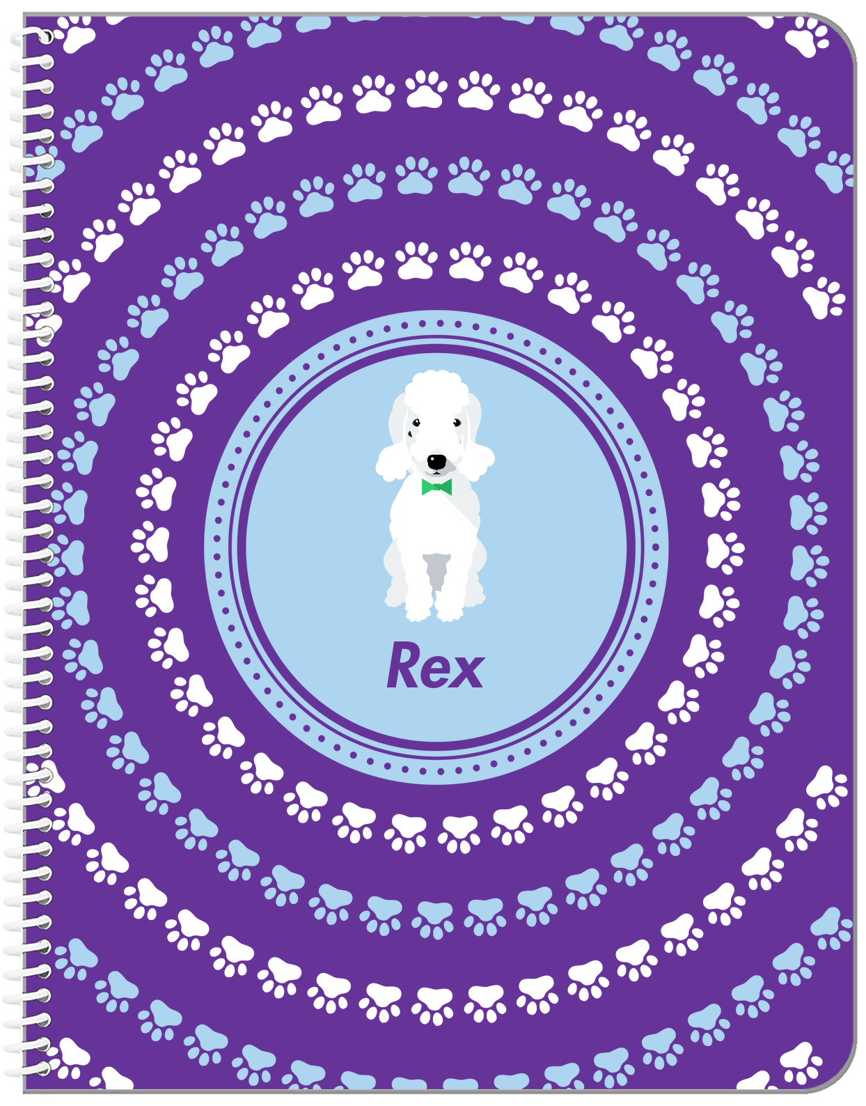 Personalized Dogs Notebook XII - Purple Background - Bedlington Terrier - Front View
