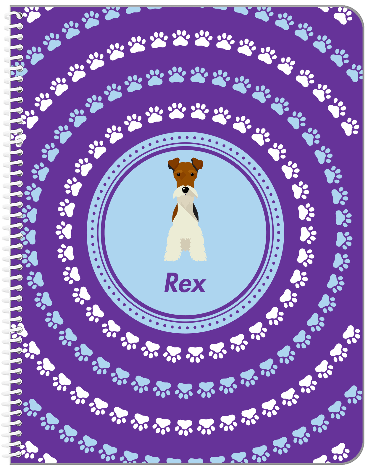 Personalized Dogs Notebook XII - Purple Background - Fox Terrier - Front View