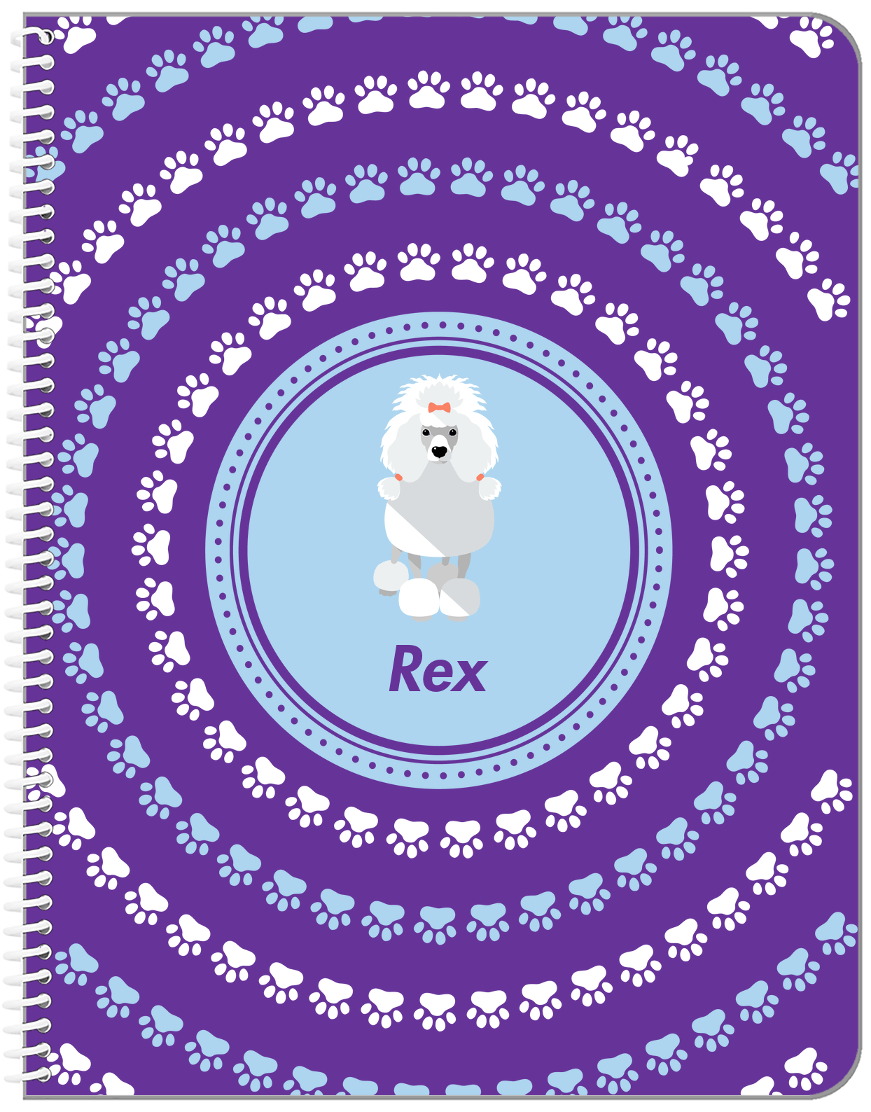 Personalized Dogs Notebook XII - Purple Background - Poodle - Front View