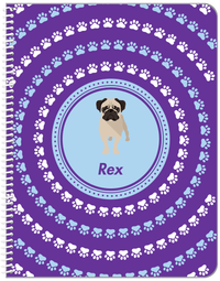 Thumbnail for Personalized Dogs Notebook XII - Purple Background - Pug - Front View