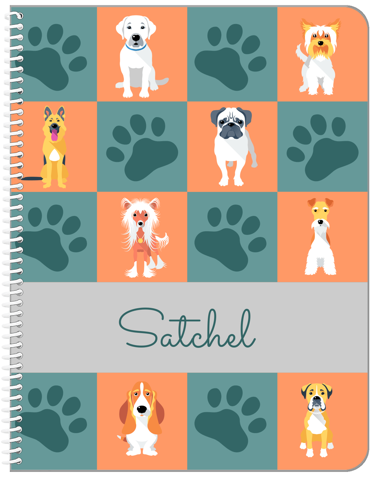 Personalized Dogs Notebook XIII - Teal Background - Front View