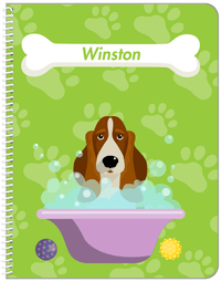 Thumbnail for Personalized Dogs Notebook XV - Green Background - Basset Hound - Front View