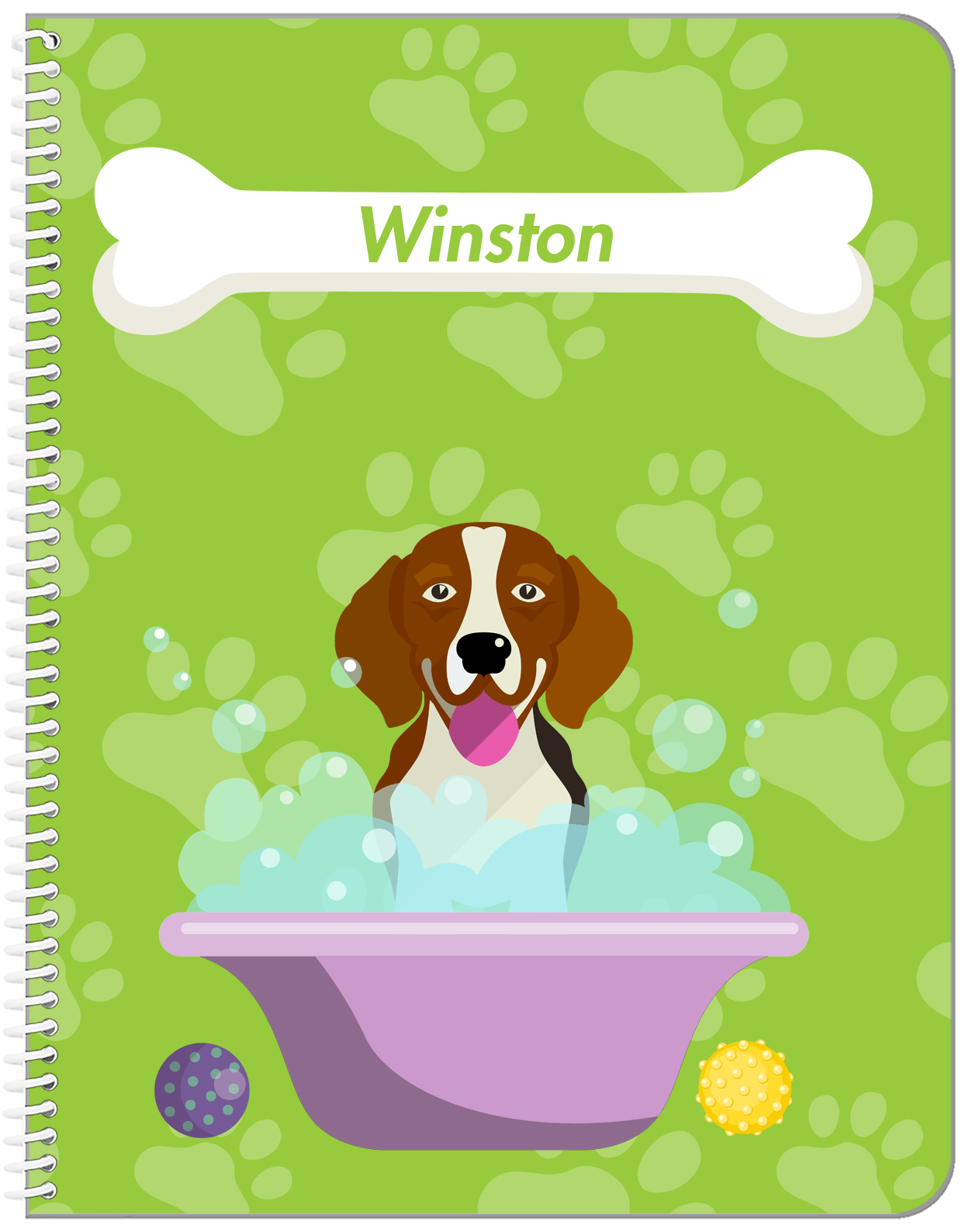 Personalized Dogs Notebook XV - Green Background - Beagle - Front View